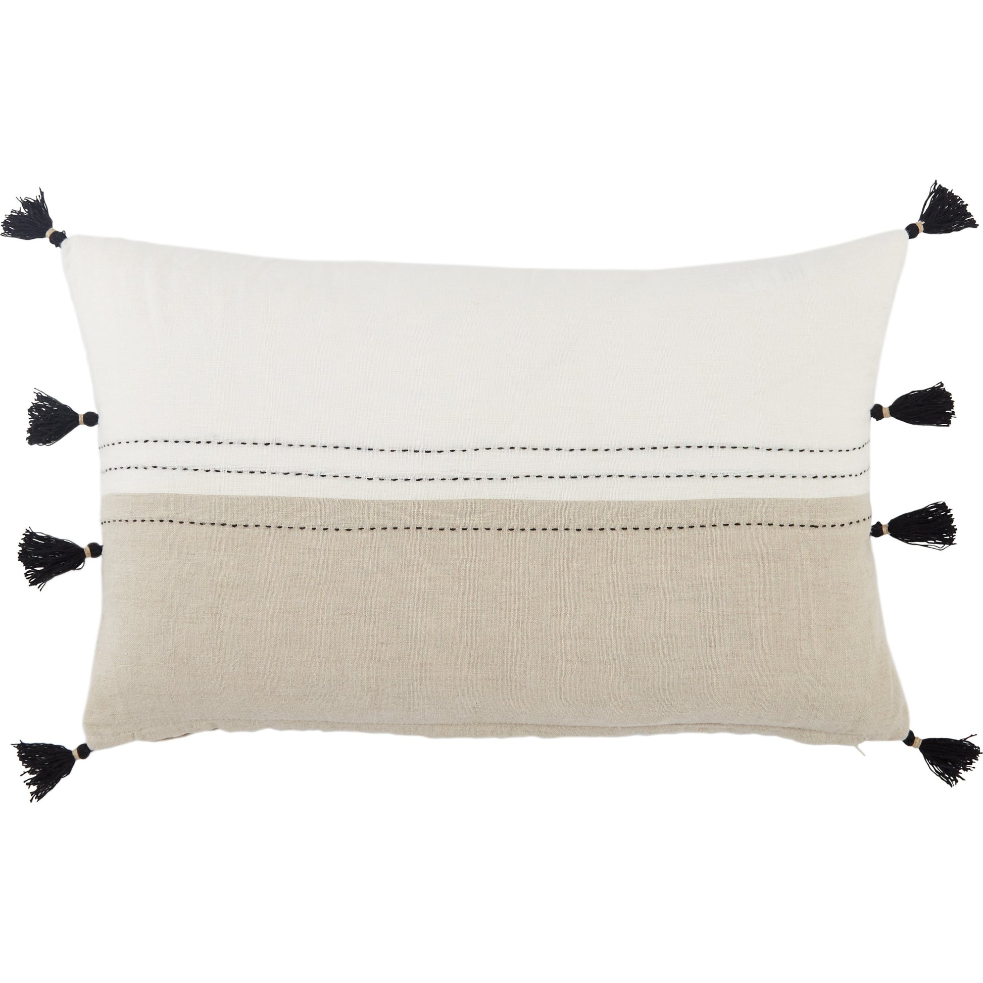 Taiga TGA01 Pillow by Jaipur Living in white, beige. Made from 100% linen in a rustic style.