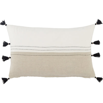 Taiga TGA01 Pillow by Jaipur Living in white, beige. Made from 100% linen in a rustic style.