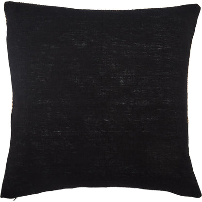 Taiga TGA11 Pillow by Jaipur Living in light tan, black. Made from 70% linen 15% cotton 15% viscose in a modern style.