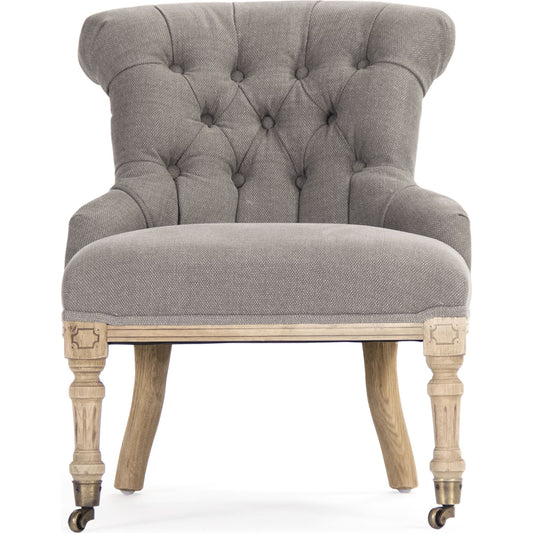 Fulbert Chair by Zentique in gray cotton and natural oak. Made from natural oak in a traditional style.