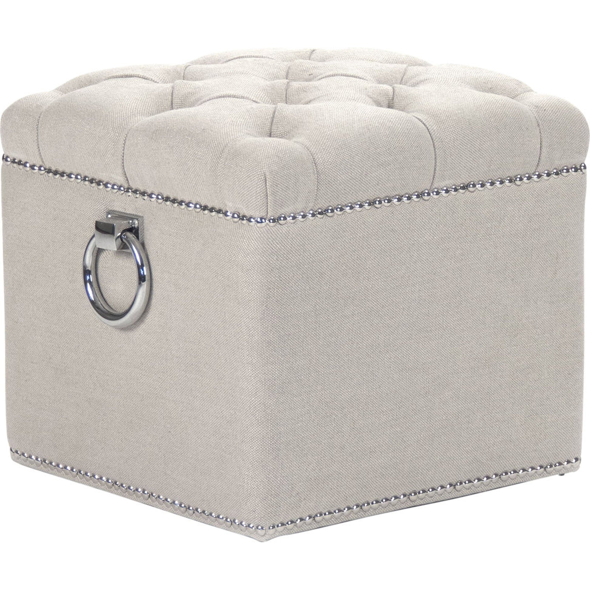 Paol Stool by Zentique in light linen, cotton and oak. Made from oak in a traditional style.