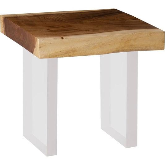 Floating Chamcha Wood Side Table by Phillips Collection in gray stone. Made from wood in a modern style.