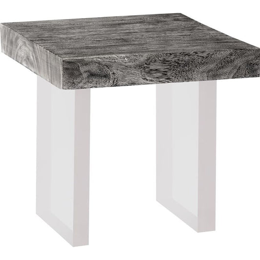 Floating Chamcha Wood Side Table by Phillips Collection in gray stone. Made from wood in a modern style.