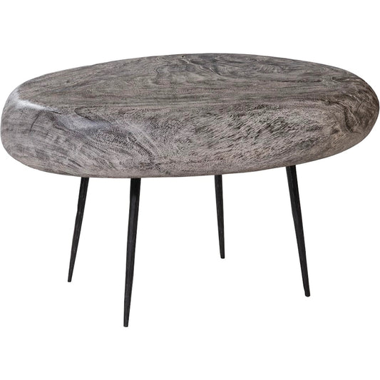Skipping Stone Medium Gray Side Table by Phillips Collection in gray, black and gray stone. Made from wood, chamcha wood in a eclectic & global style.