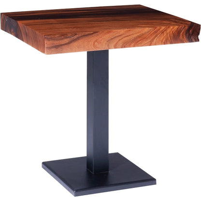 Cafe Dining Table by Phillips Collection in black and natural, powder coat. Made from wood, chamcha wood, metal, iron in a modern style.