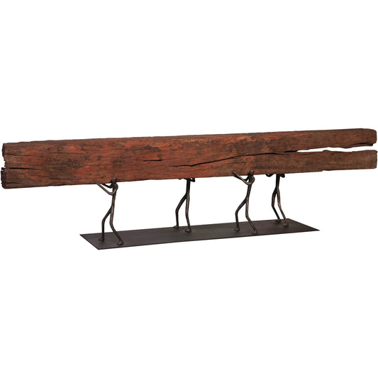 Atlas Rail Tie Sculpture by Phillips Collection in black, brown. Made from wood, metal in a modern style.
