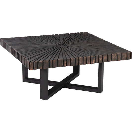 Chainsaw Square Coffee Table by Phillips Collection in black. Made from wood, chamcha wood, metal, iron in a modern style.