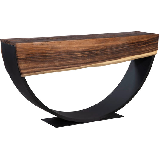 Arc Natural Console Table by Phillips Collection in black, brown. Made from wood, chamcha wood, metal, iron in a modern style.