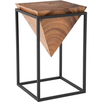 Inverted Pyramid Side Table by Phillips Collection. Made from wood, chamcha wood, metal, iron in a rustic style.