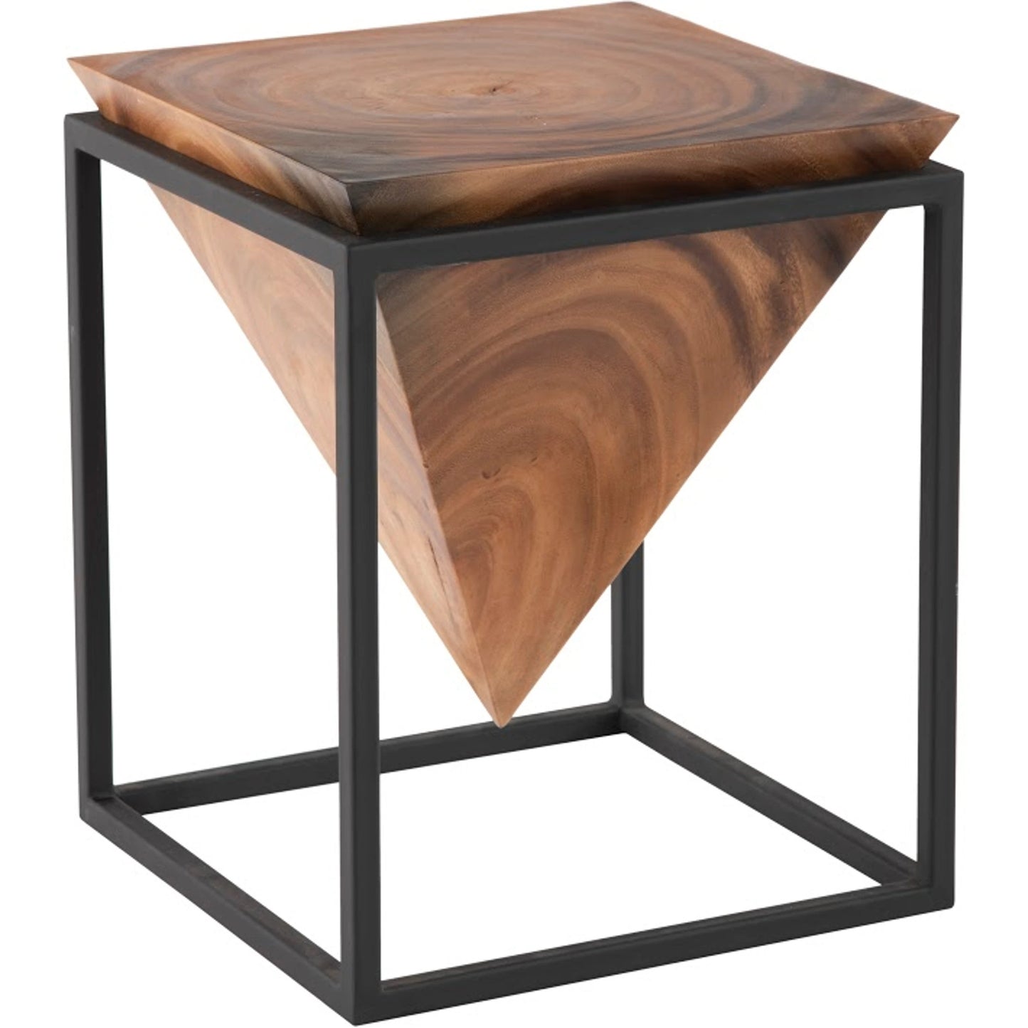 002 SI-1944889 | Primary Silo | Inverted Pyramid Side Table by Phillips Collection. Made from wood, chamcha wood, metal, iron in a rustic style.