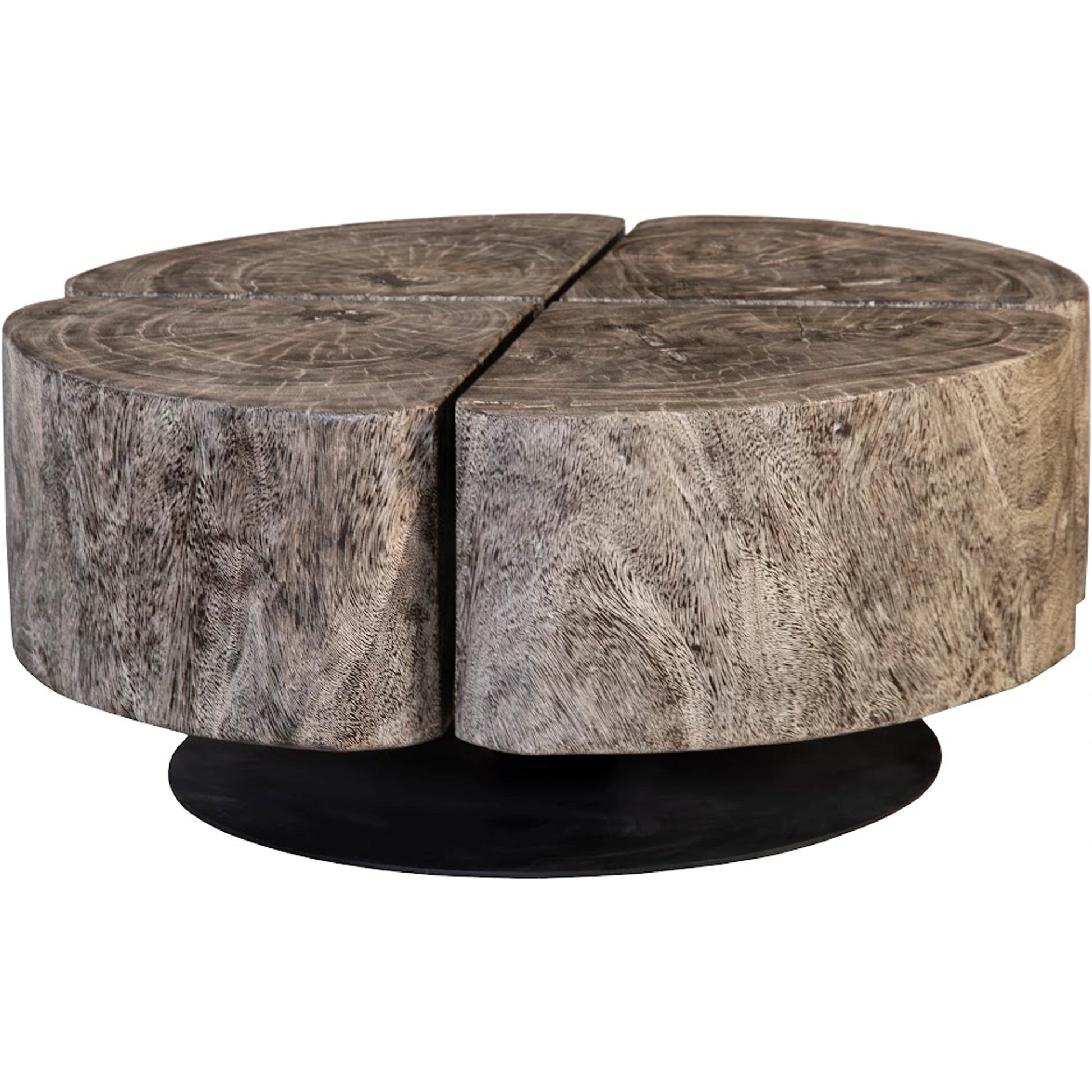 Clover Gray Stone Coffee Table by Phillips Collection in gray stone. Made from unique in a rustic style.