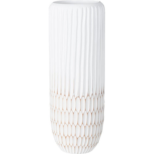 Lacuna Vase by Phillips Collection in white, off white. Made from wood, mango in a modern style.