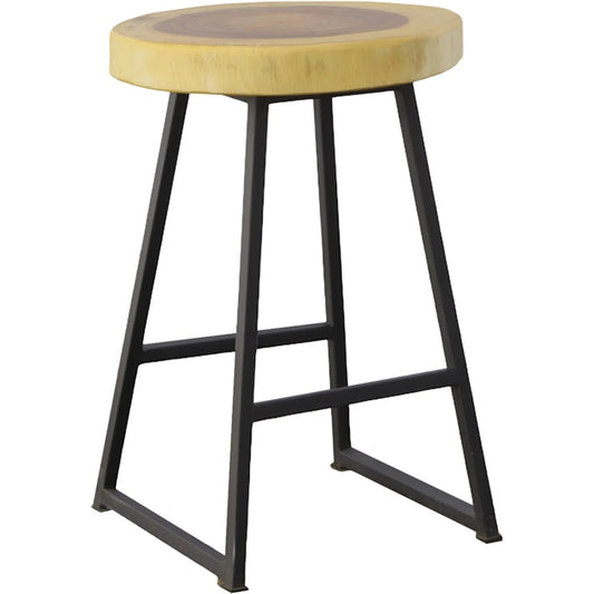 Chuleta Round Bar Stool by Phillips Collection in black, brown. Made from wood, chamcha wood, metal in a modern style.