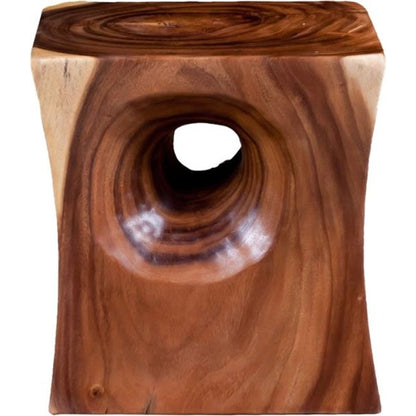 Peek a Boo Side Table by Phillips Collection in brown. Made from wood in a rustic style.