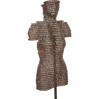 Chain Bust Sculpture on Stand by Phillips Collection in brown and rust. Made from metal in a modern style.