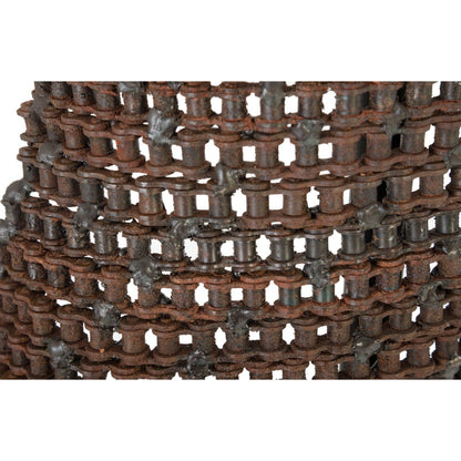 Chain Bust Sculpture on Stand by Phillips Collection in brown and rust. Made from metal in a modern style.