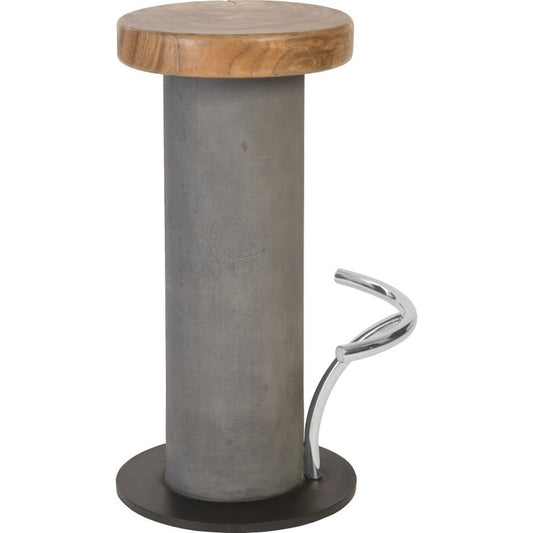 Concrete Bar Stool by Phillips Collection in brown, gray. Made from concrete, wood in a modern style.
