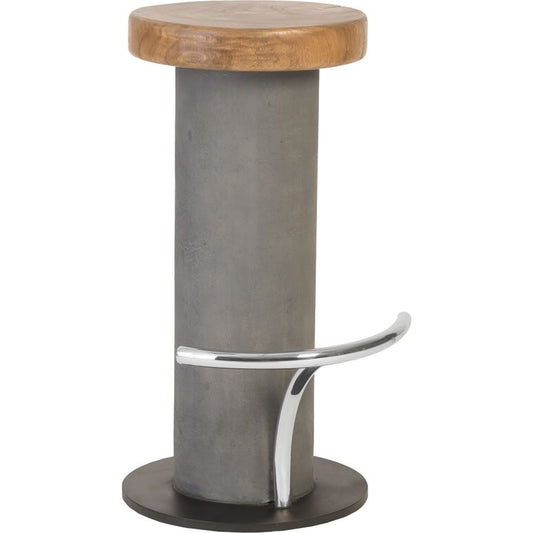 Concrete Bar Stool by Phillips Collection in brown, gray. Made from concrete, wood in a modern style.