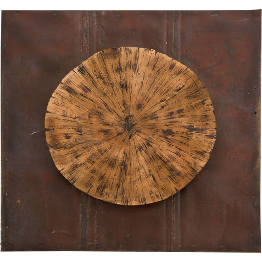 Medallion Wall Art by Phillips Collection in brown, amber and rust. Made from metal in a modern style.