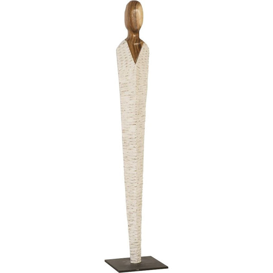 Vested Female Sculpture by Phillips Collection in white, brown. Made from wood in a eclectic & global style.