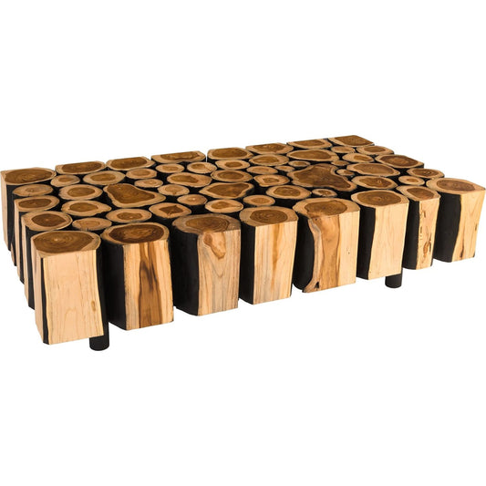 Boscage Coffee Table by Phillips Collection in brown, black and charred natural. Made from wood in a rustic style.