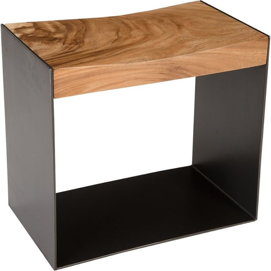Iron Frame Stool by Phillips Collection in brown, black. Made from wood in a modern style.