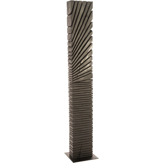 Black Wood Angled Abstract Sculpture by Phillips Collection in black and charred. Made from wood, metal in a eclectic & global style.