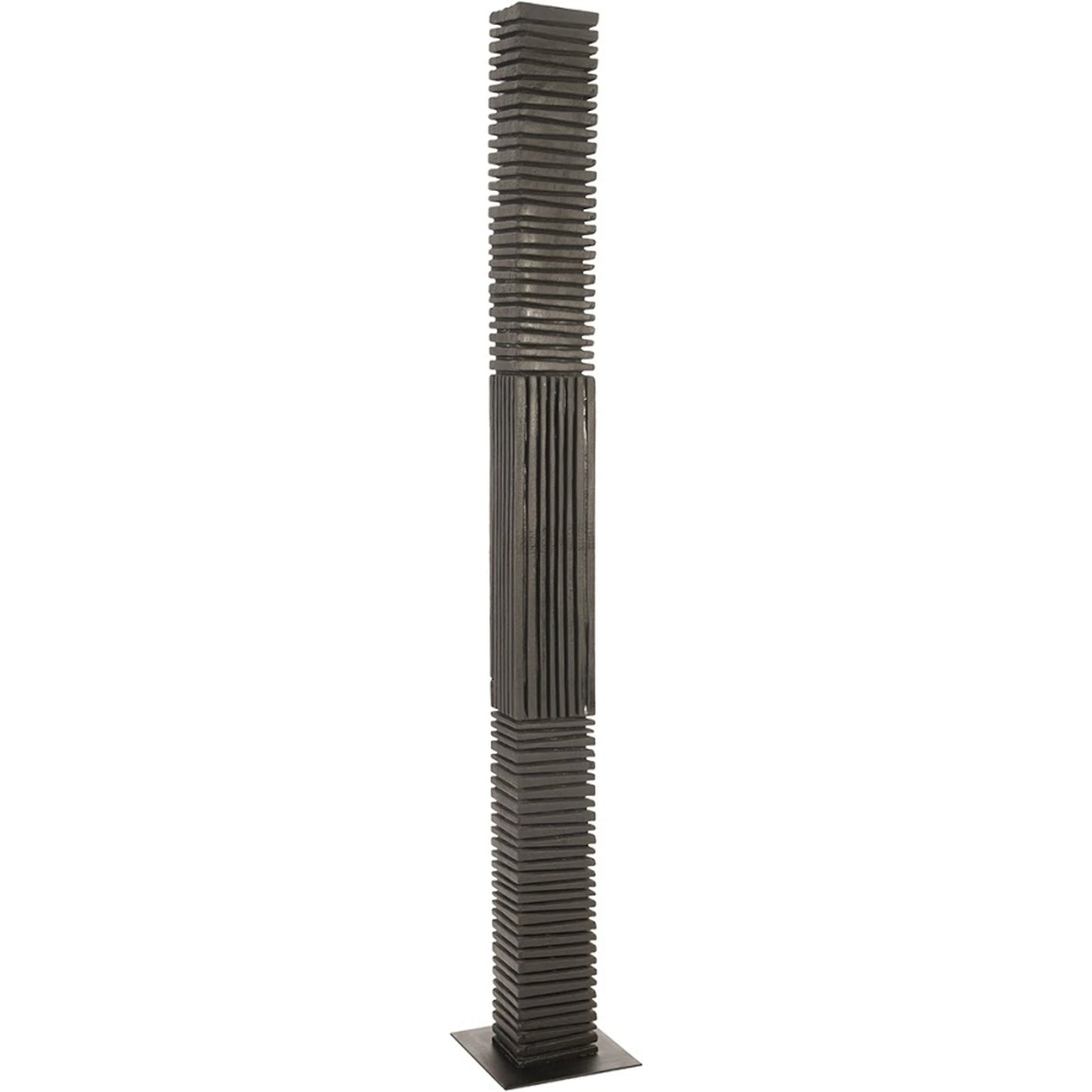 001 SI-1944751 | Primary Silo | Black Wood Bisected Abstract Sculpture by Phillips Collection in black and charred. Made from wood, metal in a eclectic & global style.