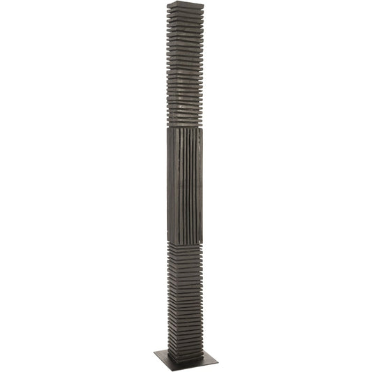 Black Wood Bisected Abstract Sculpture by Phillips Collection in black and charred. Made from wood, metal in a eclectic & global style.