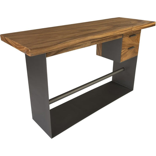 Iron Frame Standing Desk with Drawers by Phillips Collection in brown, black. Made from wood in a modern style.