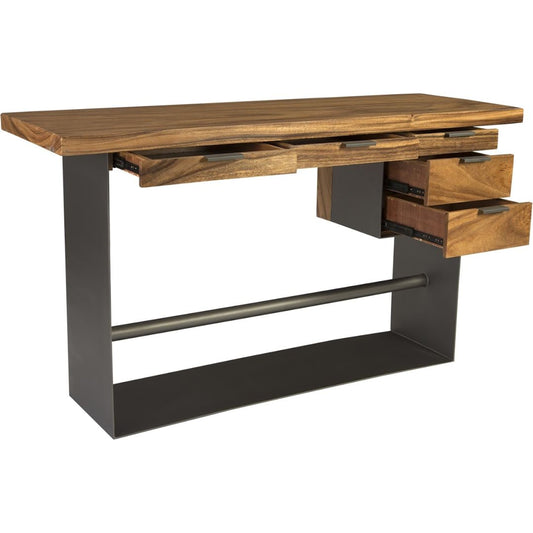 Iron Frame Standing Desk with Drawers by Phillips Collection in brown, black. Made from wood in a modern style.