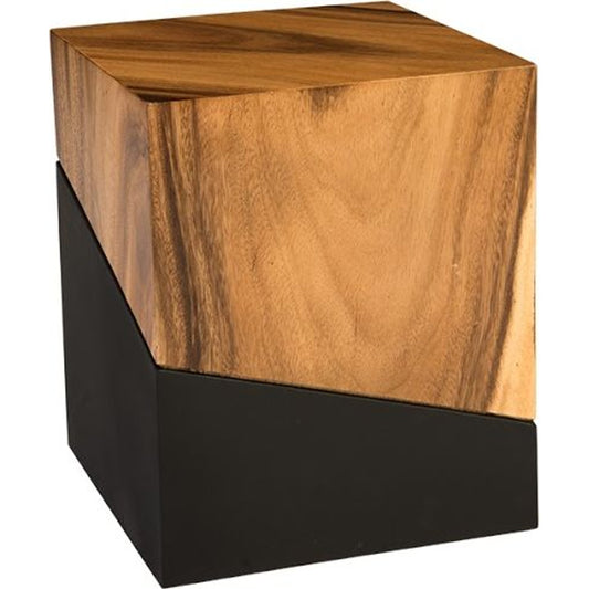 Geometry Stool by Phillips Collection in gray stone. Made from wood in a modern style.