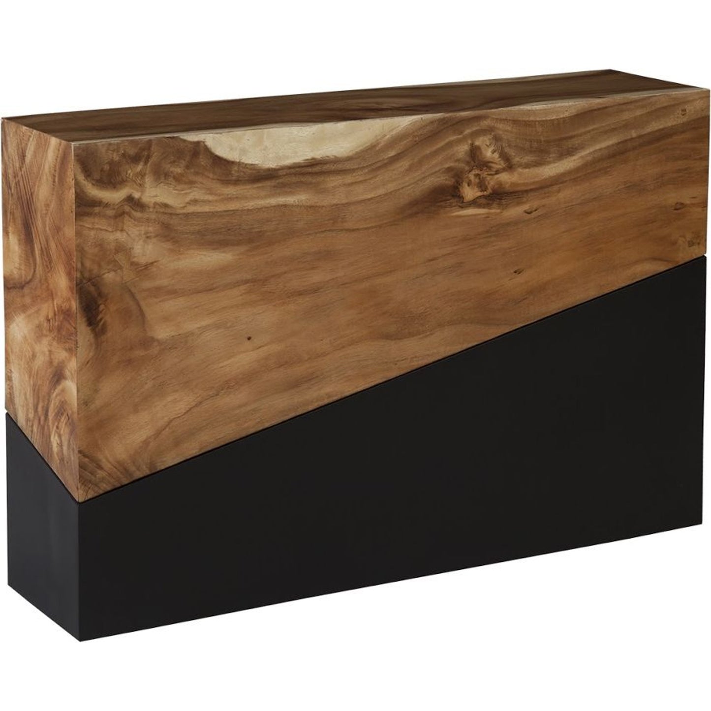 001 SR-820474 | Primary Silo | Geometry Console Table by Phillips Collection in gray stone. Made from wood in a rustic style.