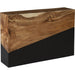 Geometry Console Table by Phillips Collection in gray stone. Made from wood in a rustic style.