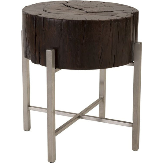 Chamcha Wood Side Table X Cross Leg by Phillips Collection in black, silver. Made from wood in a eclectic & global style.