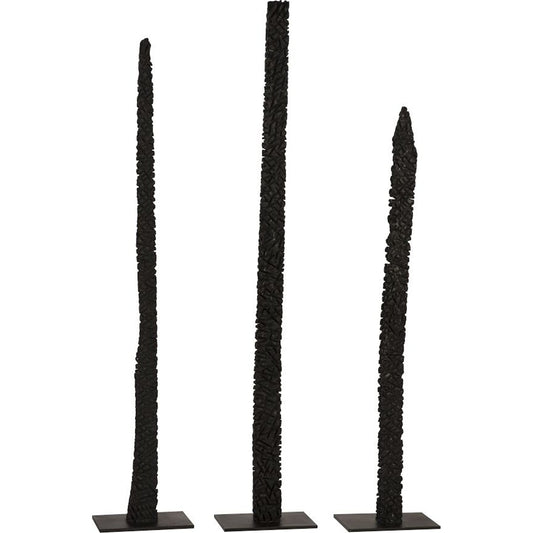 Post Sculpture (Set of 3) by Phillips Collection in black and charred. Made from wood in a eclectic & global style.