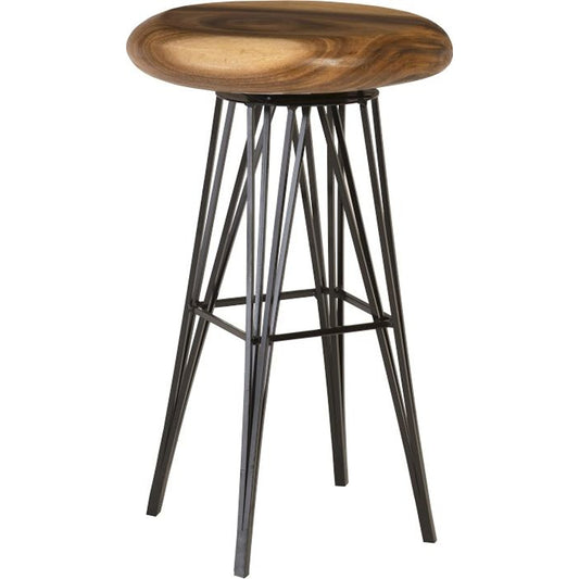 Smoothed Bar Stool by Phillips Collection in brown, black. Made from wood in a eclectic & global style.