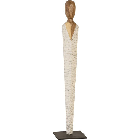 Vested Female Sculpture by Phillips Collection in white, brown. Made from wood in a eclectic & global style.