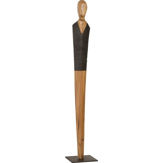Vested Male Sculpture by Phillips Collection in black, brown. Made from wood in a eclectic & global style.