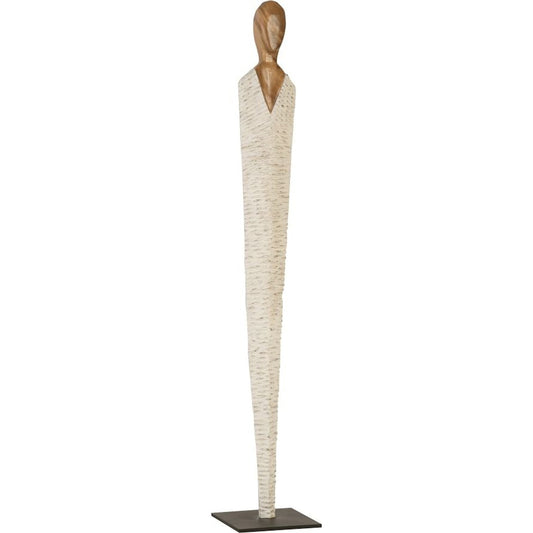 Vested Female Sculpture by Phillips Collection in white, brown. Made from wood in a eclectic & global style.