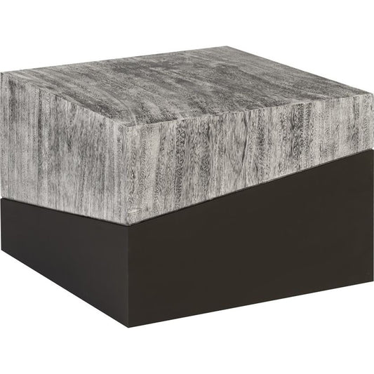 Geometry Coffee Table by Phillips Collection in gray stone. Made from wood in a rustic style.