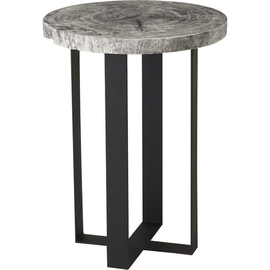 Chuleta Bar Table on Black Metal Base by Phillips Collection in gray stone. Made from unique in a modern style.