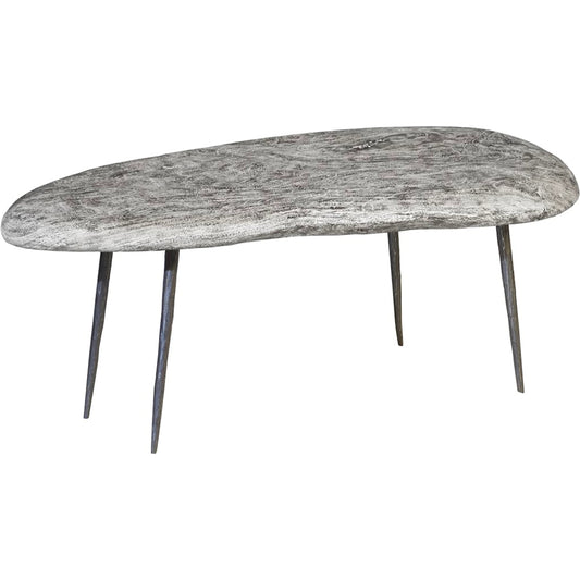 kipping Stone Gray Coffee Table by Phillips Collection in gray, black and gray stone. Made from wood, chamcha wood, metal in a modern style.