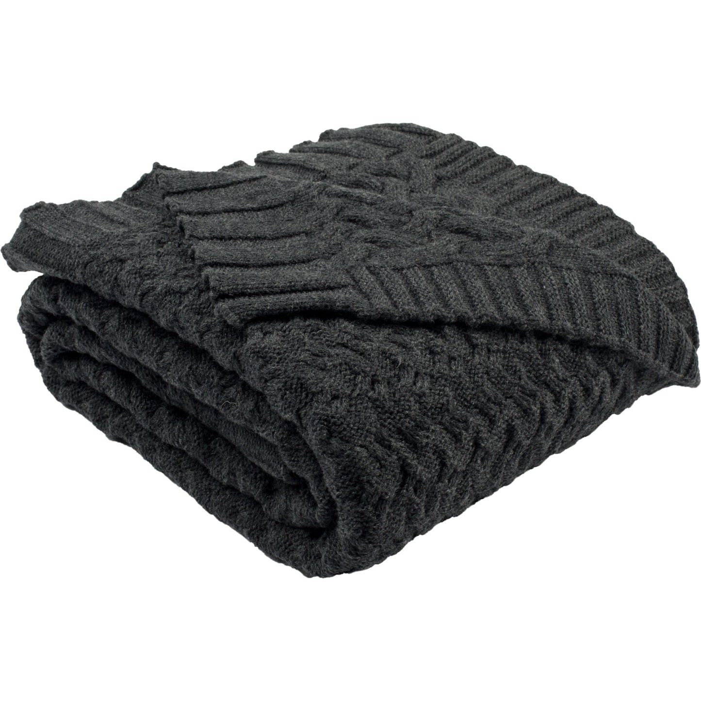 001 S-273194 | Primary Silo | Belvue Knit Throw by HedgeApple Essentials in dark gray. Made from cotton in a modern style.