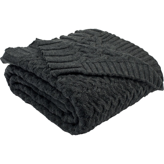 Affinity Knit Throw by Safavieh in dark gray. Made from cotton in a modern style.