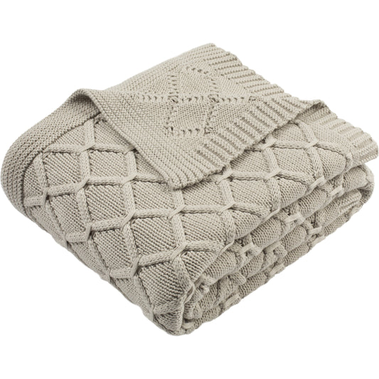 Augustine Knit Throw by HedgeApple Essentials in palewisper. Made from cotton in a modern style.
