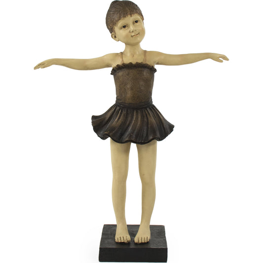 Resin Ballerina Girl by Zentique in beige, distressed browns, black and resin. Made from resin in a traditional style.
