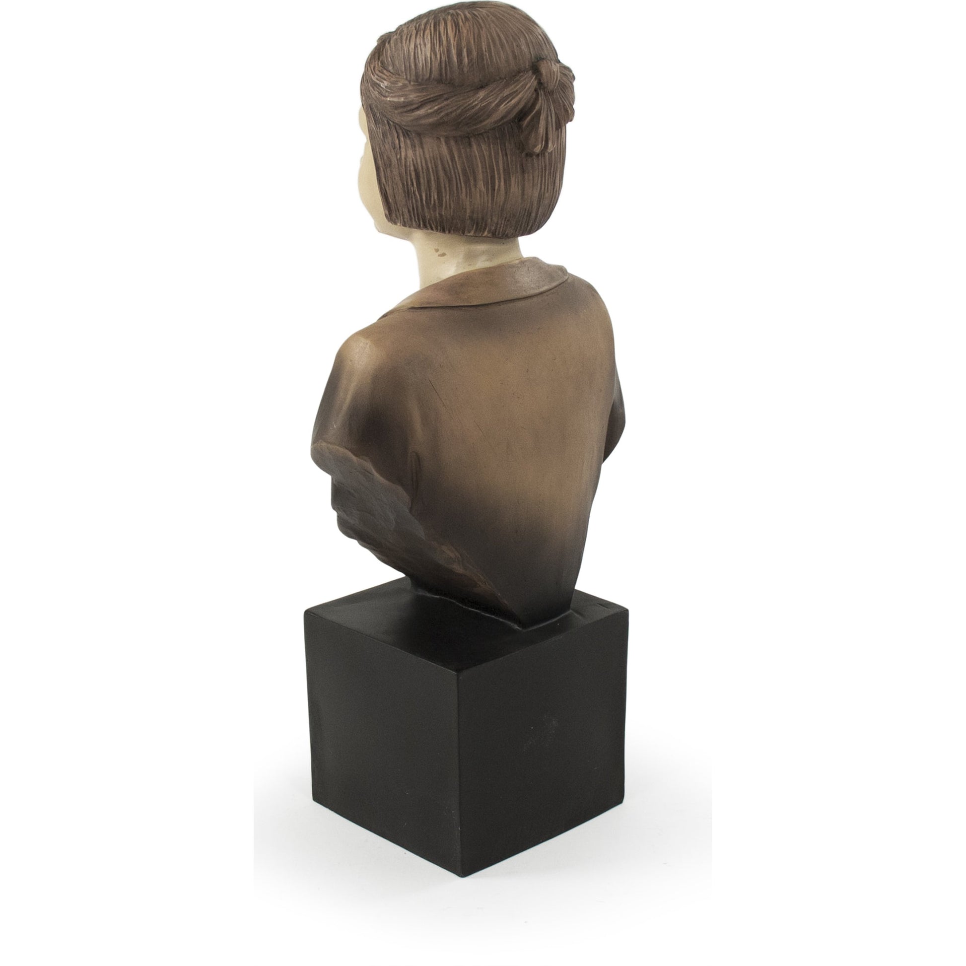Resin Girl Bust by Zentique in beige, distressed browns, black and resin. Made from resin in a traditional style.