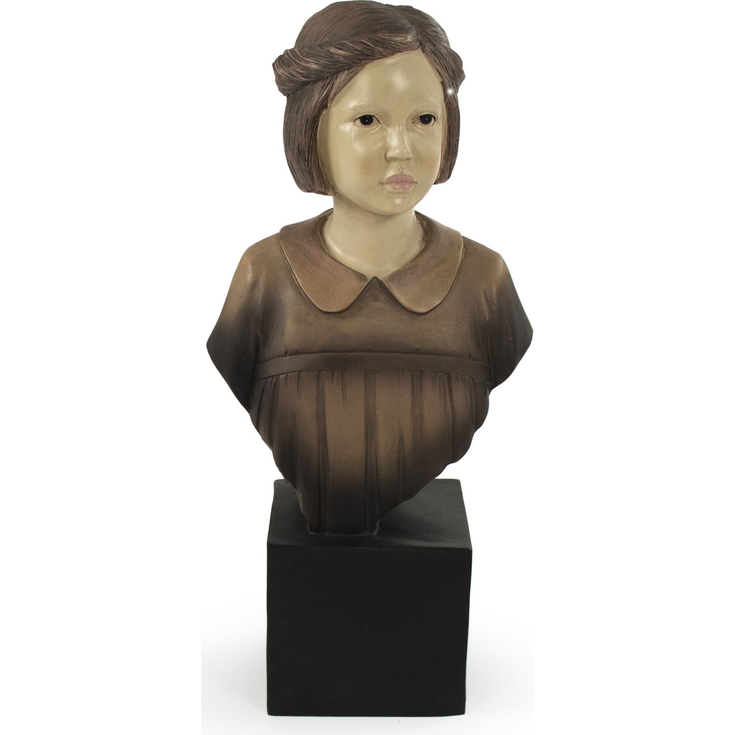 002 S-338211 | Additional Silo | Resin Girl Bust by Zentique in beige, distressed browns, black and resin. Made from resin in a traditional style.
