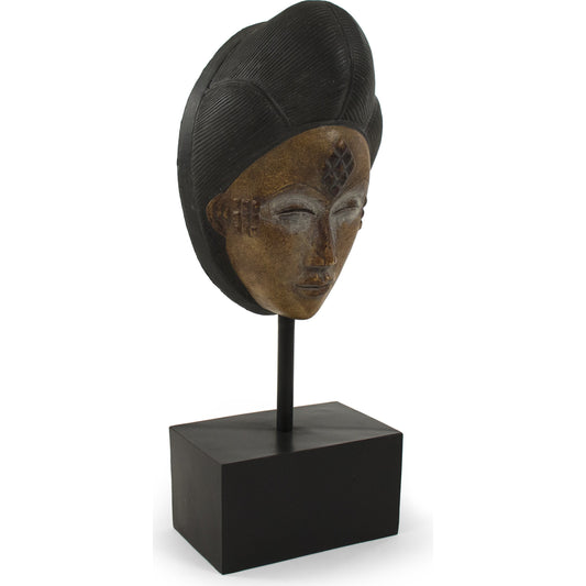 Resin Japanese Mask by Zentique in dark brown, gray tones and resin. Made from resin in a traditional style.